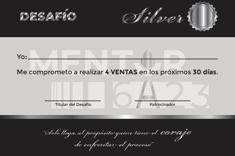 Pack de 25 tarjetas Silver y Gold DESAFIO 30 DIAS