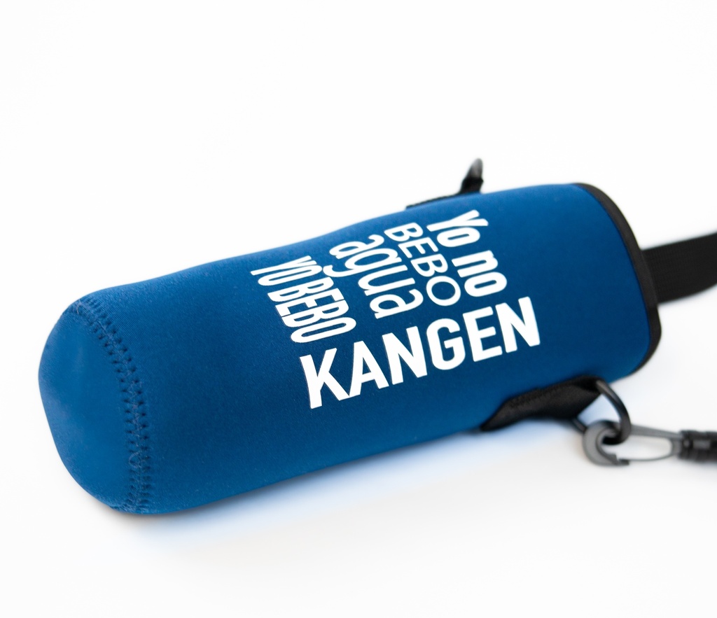 Porta Botella de neopreno azul con correa ajustable para hombro y mano﻿