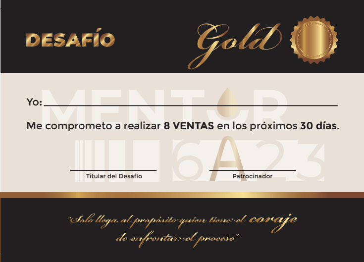 Pack de 25 tarjetas Silver y Gold DESAFIO 30 DIAS