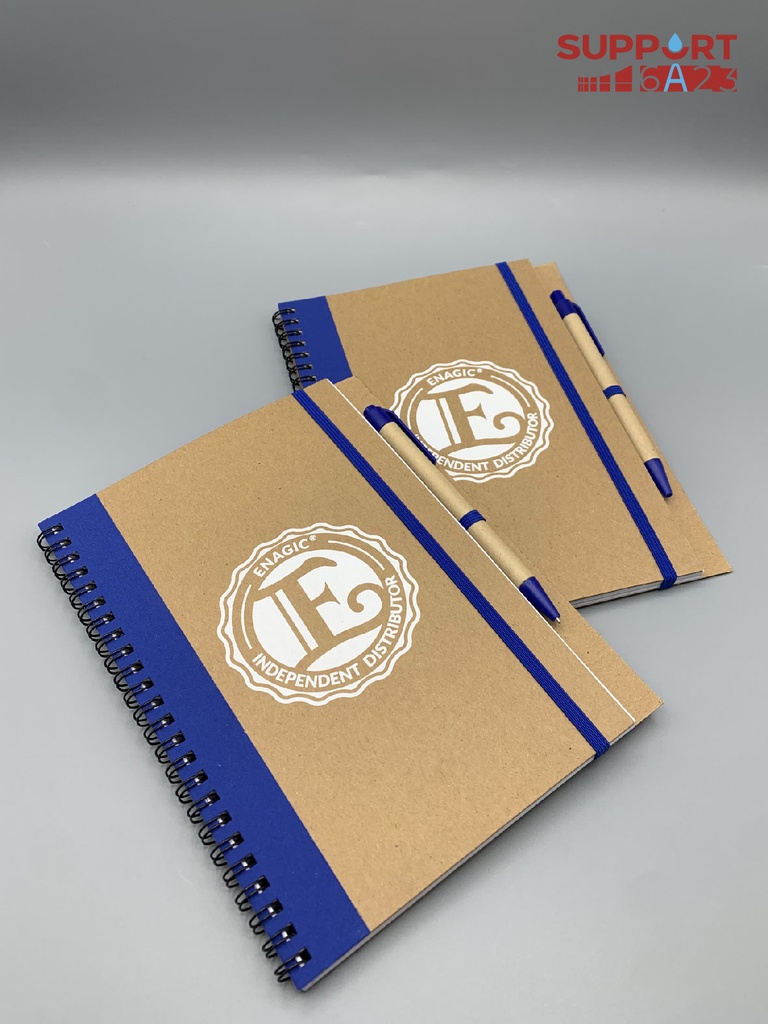 Libreta A5 con espiral y bolígrafo con logo DISTRIBUIDOR INDEPENDIENTE