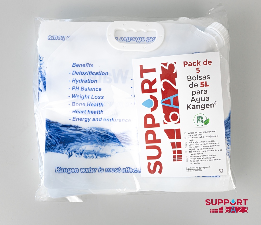 Pack de 5 Bolsas de 5 Litros personalizadas KANGEN color BLANCA﻿