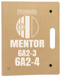 Carpeta de cartón reciclado con doble cierre y asas para transportar